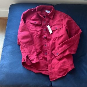 NEW J Crew Chamois Heavyweight Button Down Shirt - Men’s Small NWT red